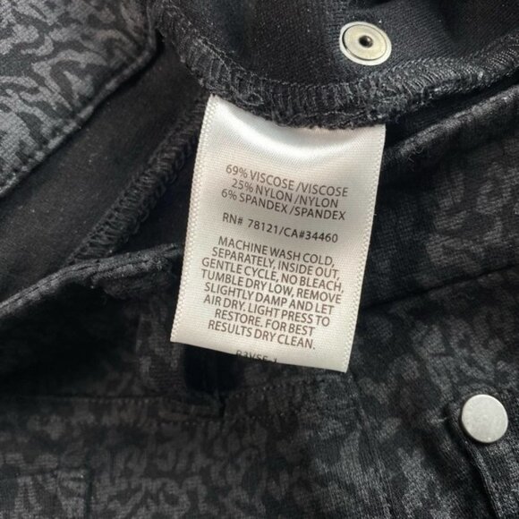 EILEEN FISHER Filigree Printed Ponte  Skinny Pants Black Sz 2 - Picture 4 of 5